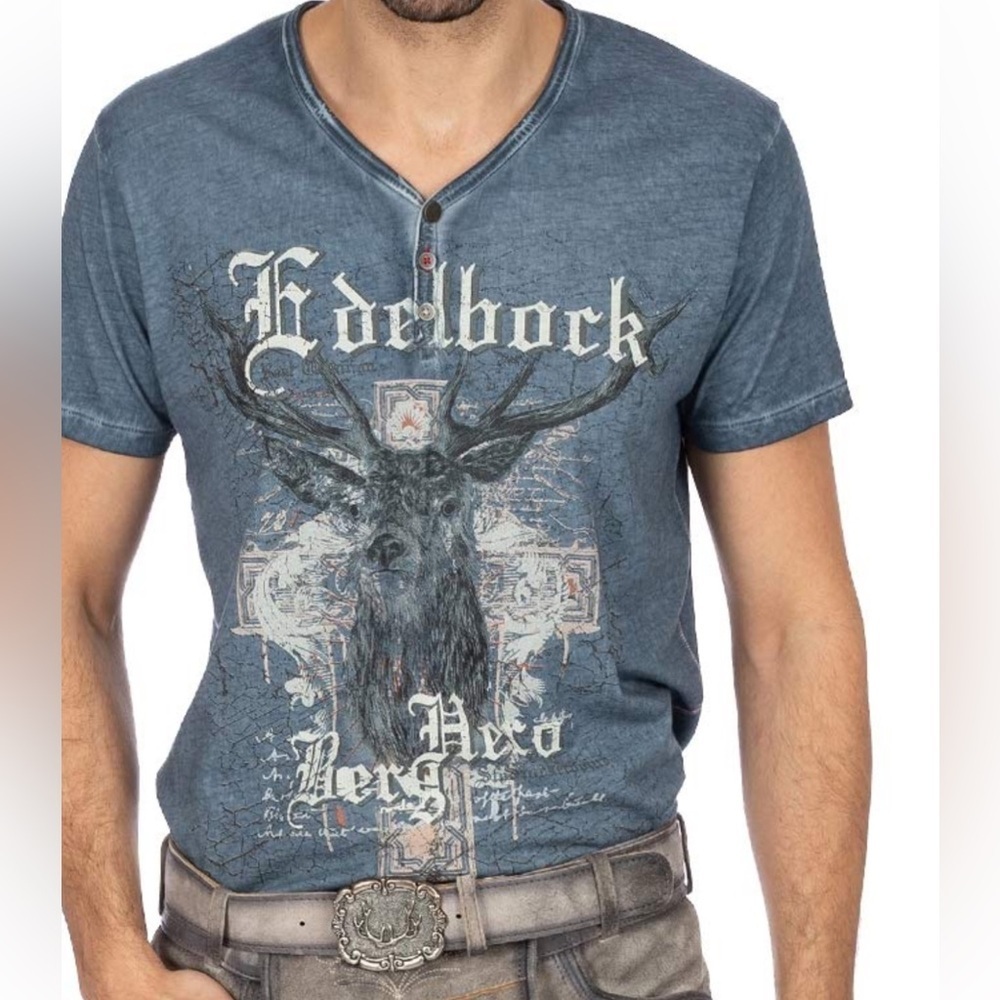 NWT Stockerpoint Alpine Team Blue Graphic Men's Shirt Deer German M